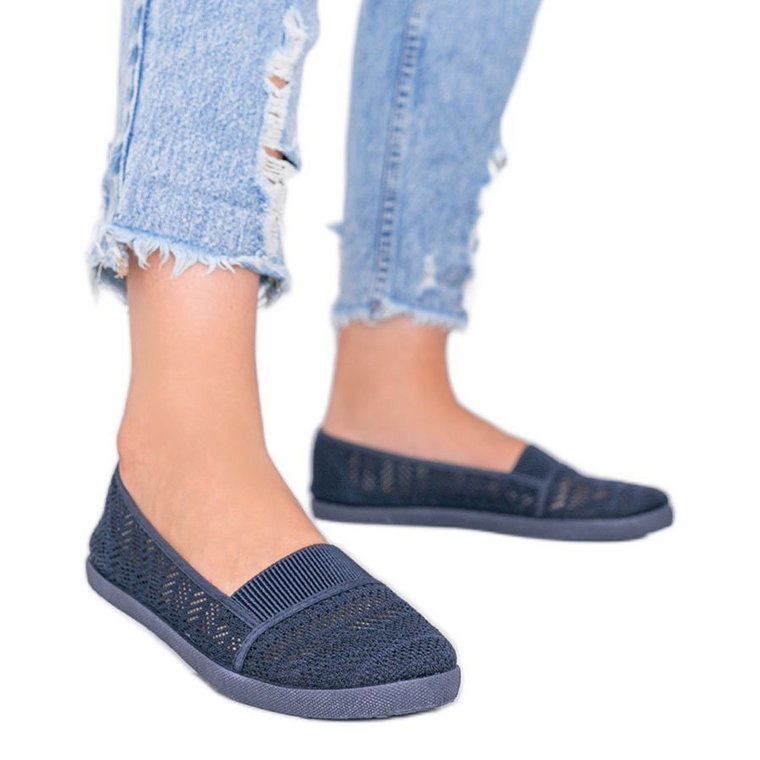 Granatowe tenisówki Slip On ażurowe Vicky