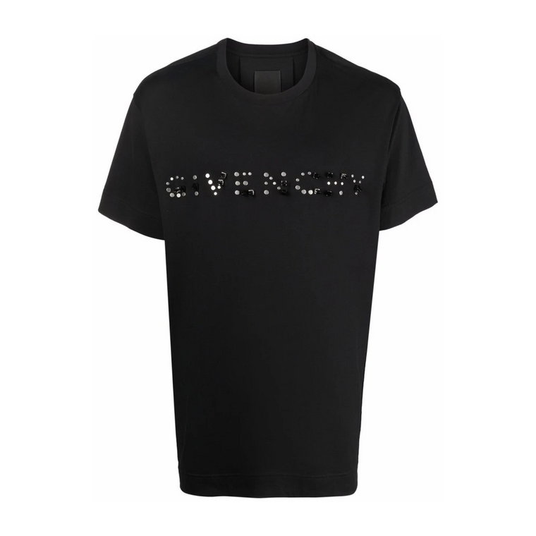 Czarna Bawełniana Koszulka z Detalem Logo Givenchy
