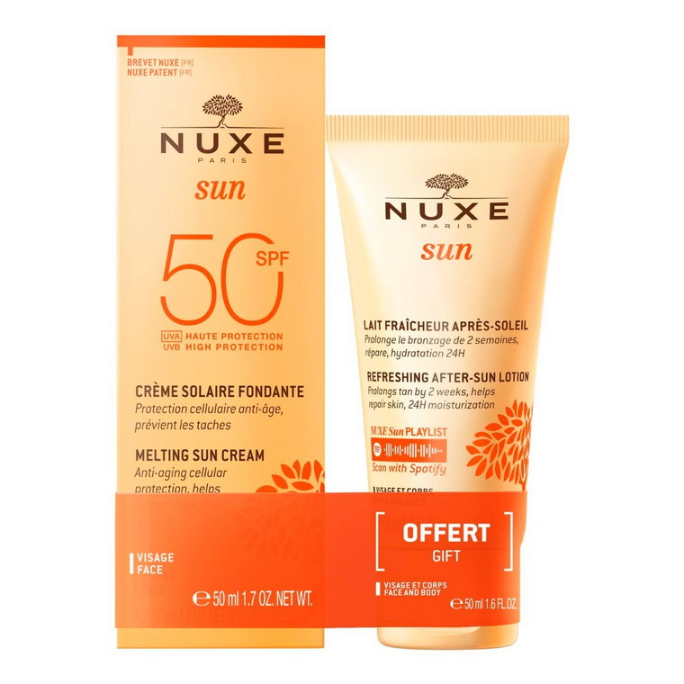 Nuxe Sun - zestaw (Krem do twarzy SPF50+ 50ml + Balsam po opalaniu 50ml)