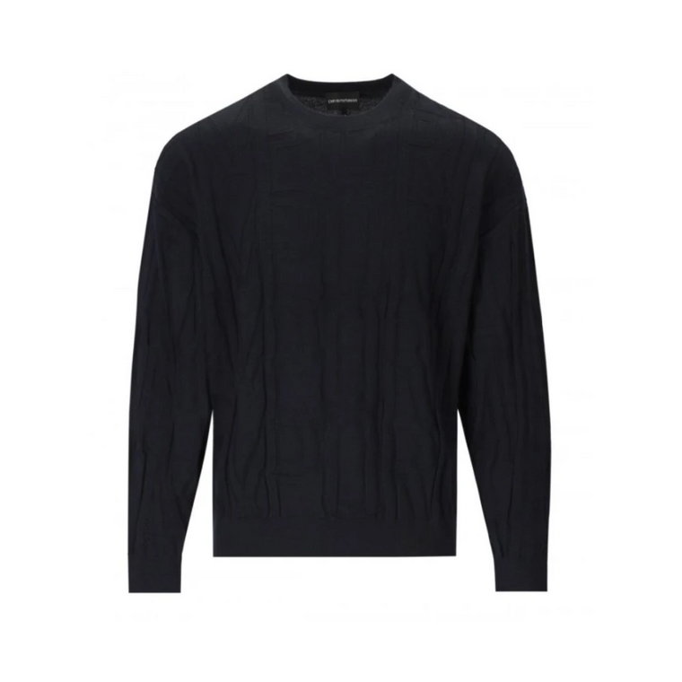 Niebieskie Swetry z Długimi Rękawami i Crewneck Emporio Armani