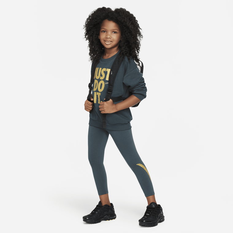 Dwuczęściowy zestaw dla małych dzieci Nike Shine Crew and Leggings Set - Czerń