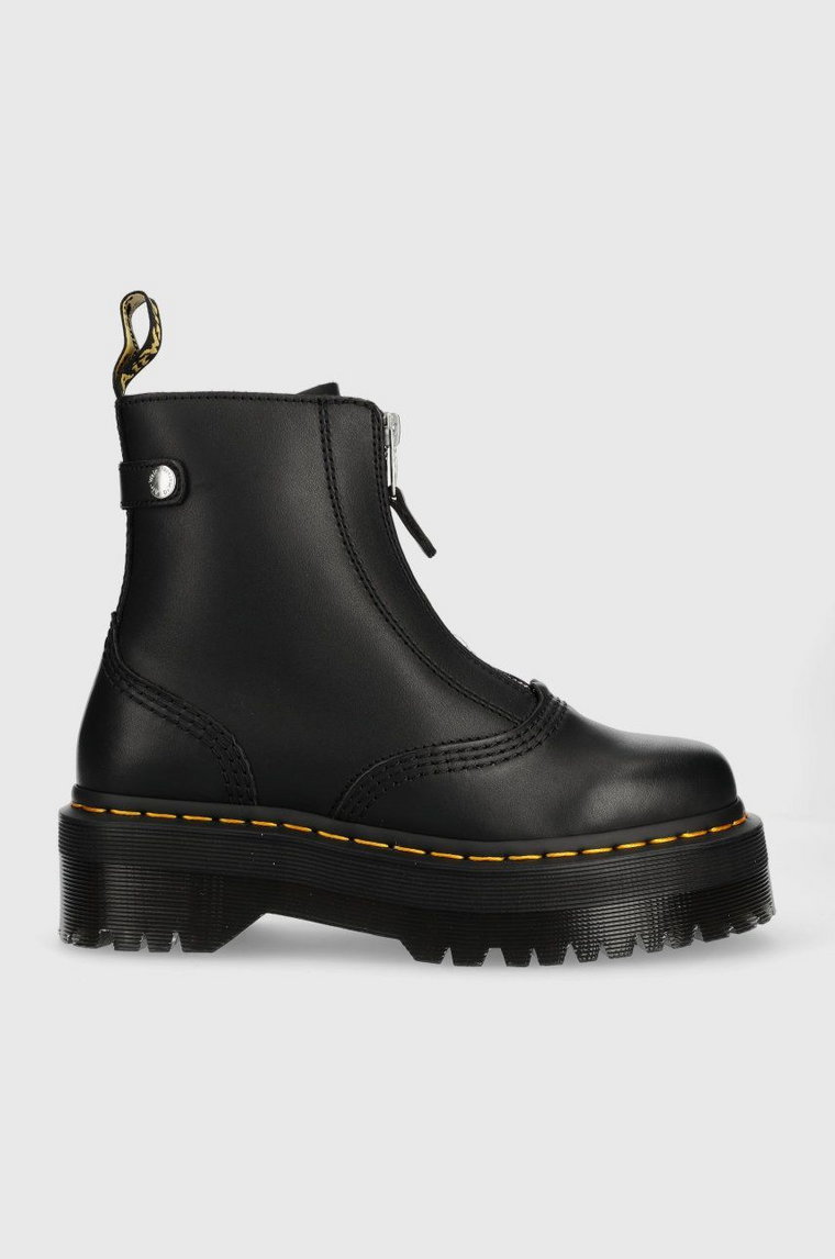 Dr. Martens botki skórzane Jetta damskie kolor czarny na platformie DM27656001-Black