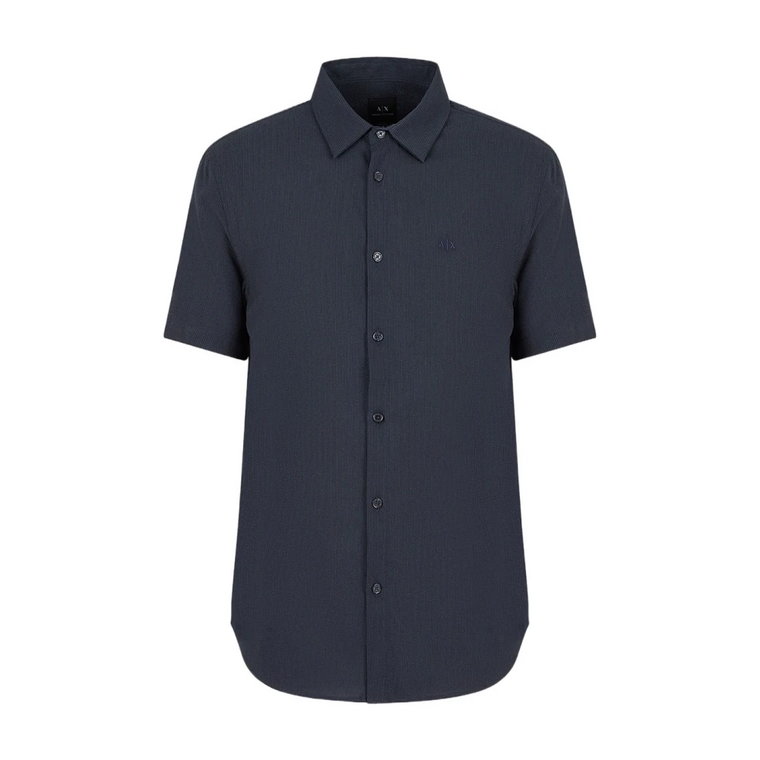 Męska koszula z krótkim rękawem, regular fit, niebieska Armani Exchange