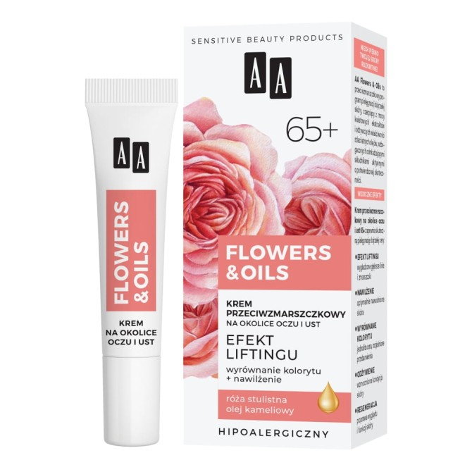 AA Flowers&Oils 65+ Efekt Liftingu krem przeciwzmarszczkowy na okolice oczu i ust 15ml