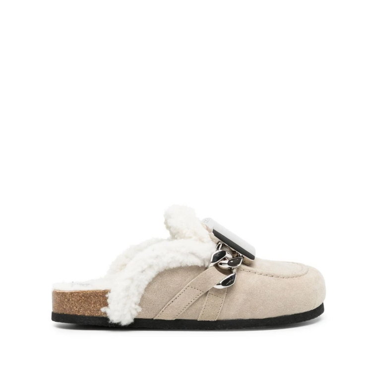Shearling-Trim Loafer Mules JW Anderson