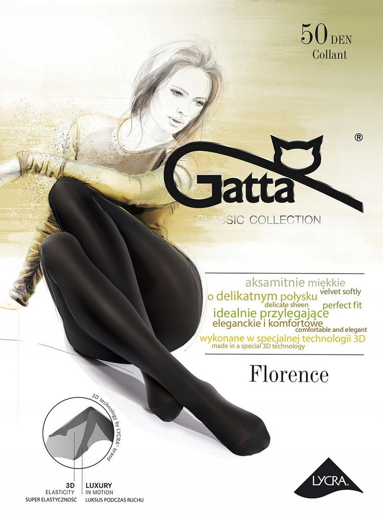 Rajstopy Gatta 3D Florence 50 Den 2-S czarne