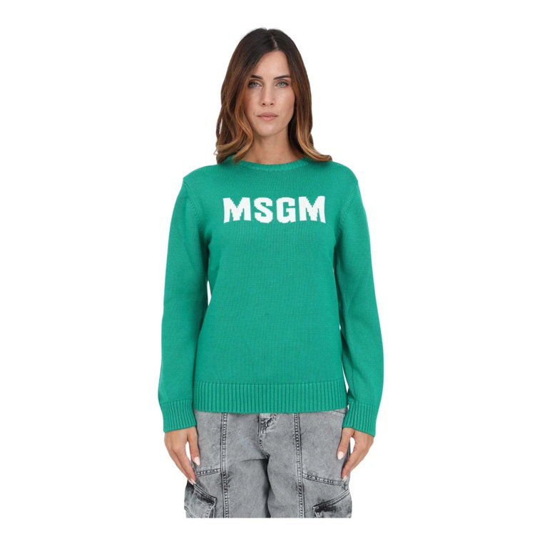 Sweter z Logo Intarsia Msgm