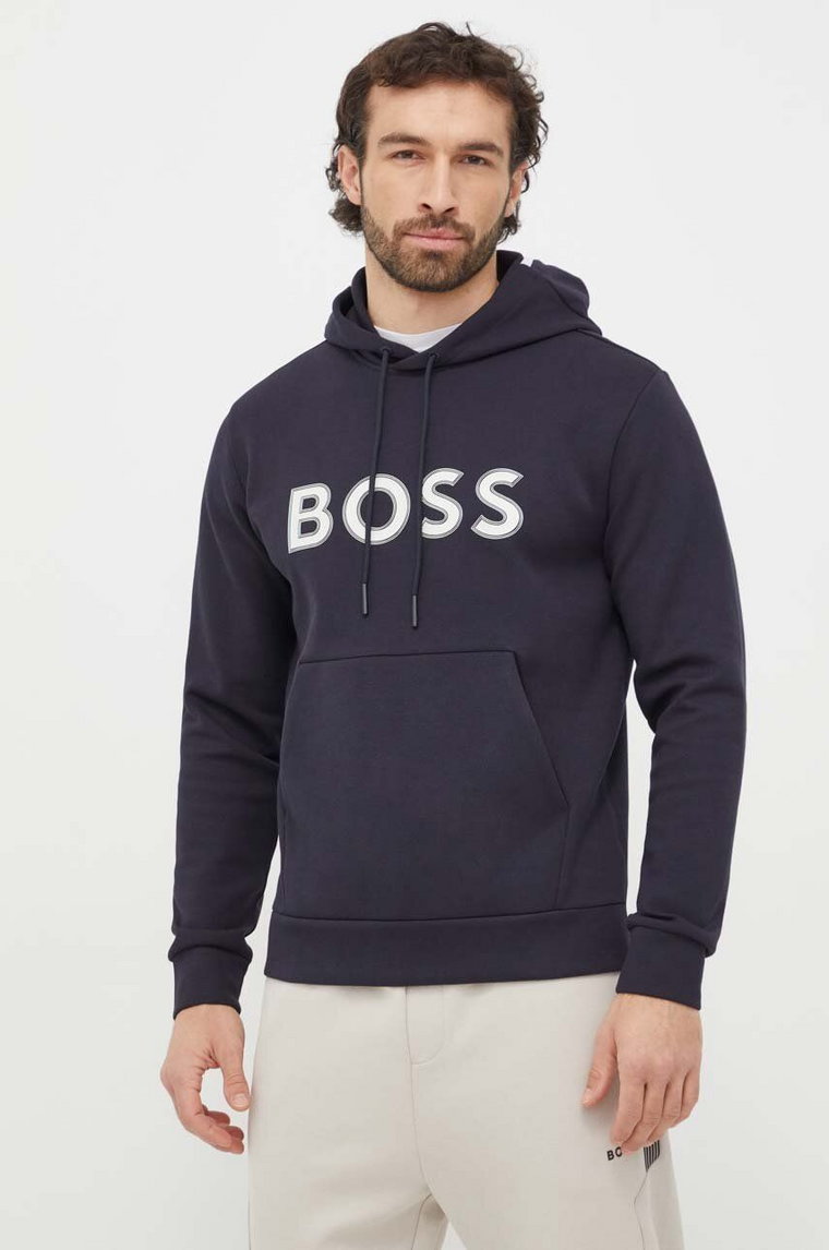 Boss Green bluza męska kolor granatowy z kapturem z nadrukiem 50504750