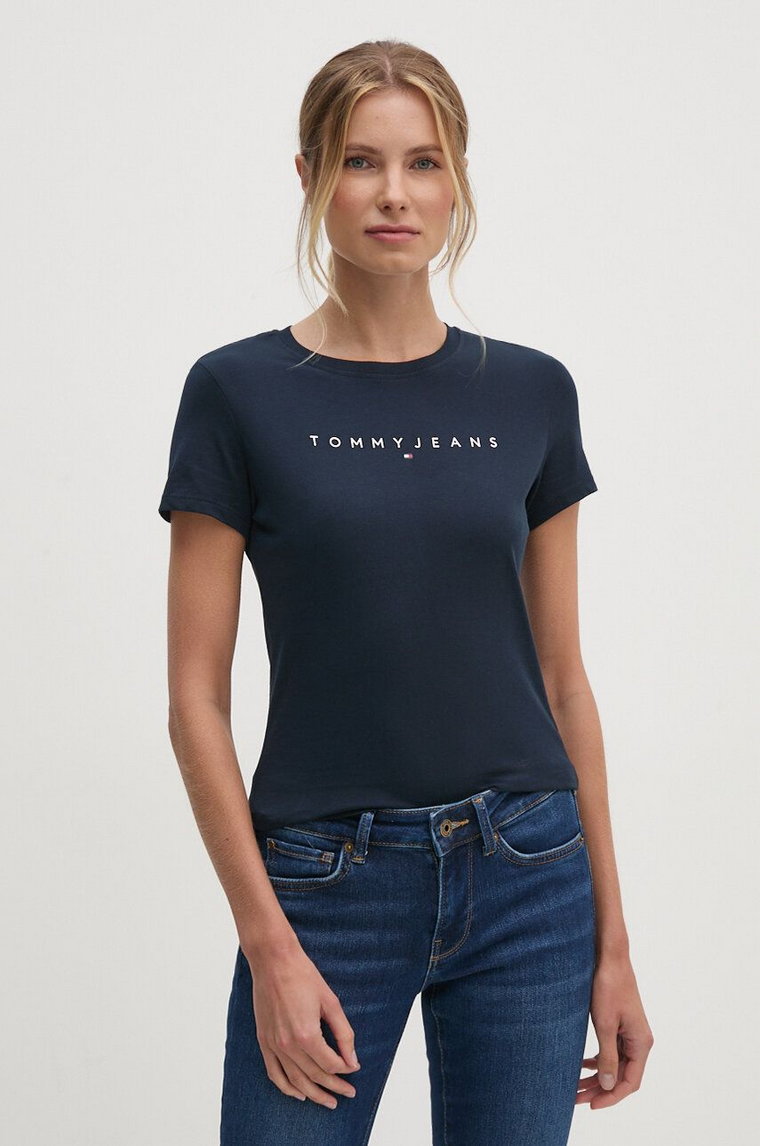 Tommy Jeans t-shirt bawełniany damski kolor granatowy DW0DW18398