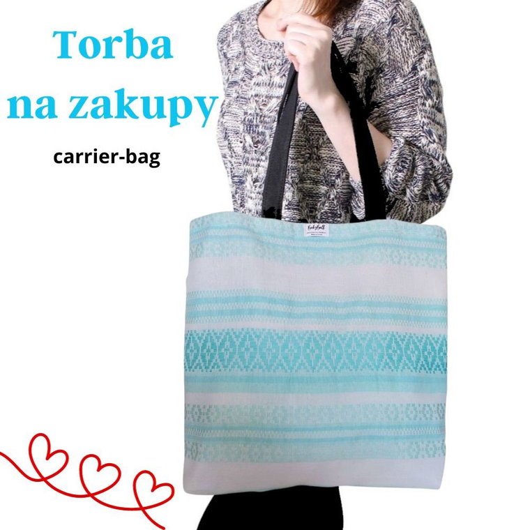 Torba siatka na zakupy kolorowa shopperka materiałowa torebka HANDMADE- MINT