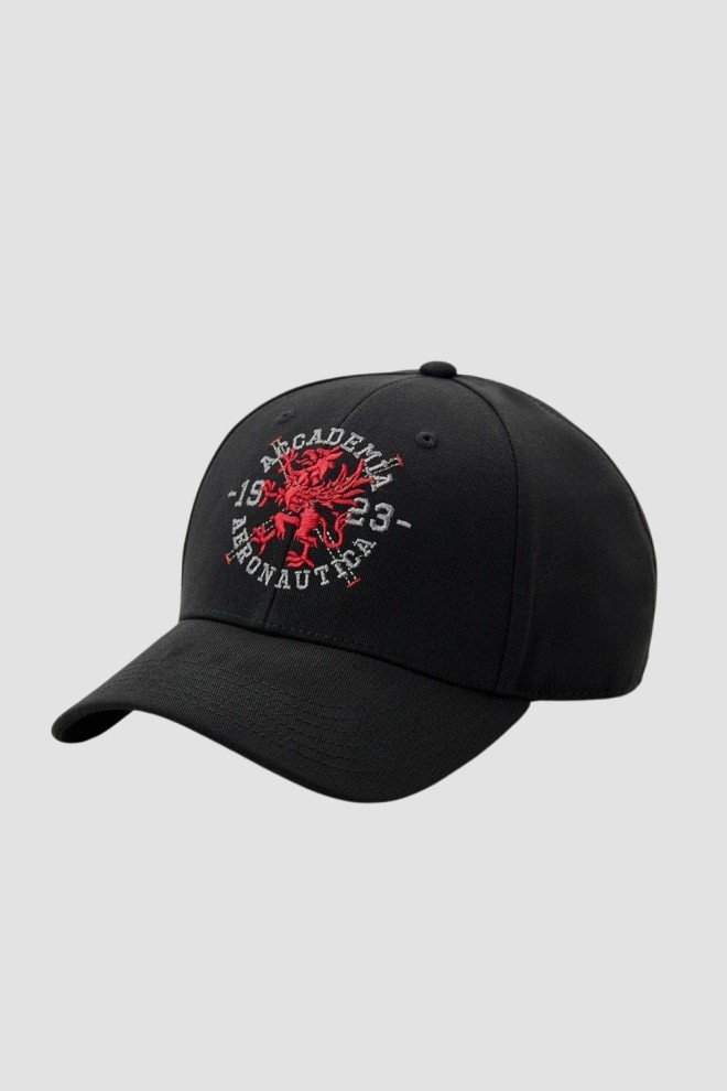 AERONAUTICA MILITARE Czarna czapka z haftowanym logo
