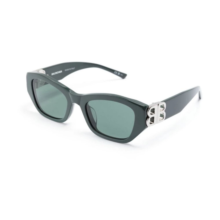 Zielone okulary przeciwsłoneczne z oryginalnymi akcesoriami Balenciaga