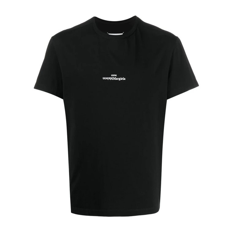 Czarna koszulka z logo Maison Margiela