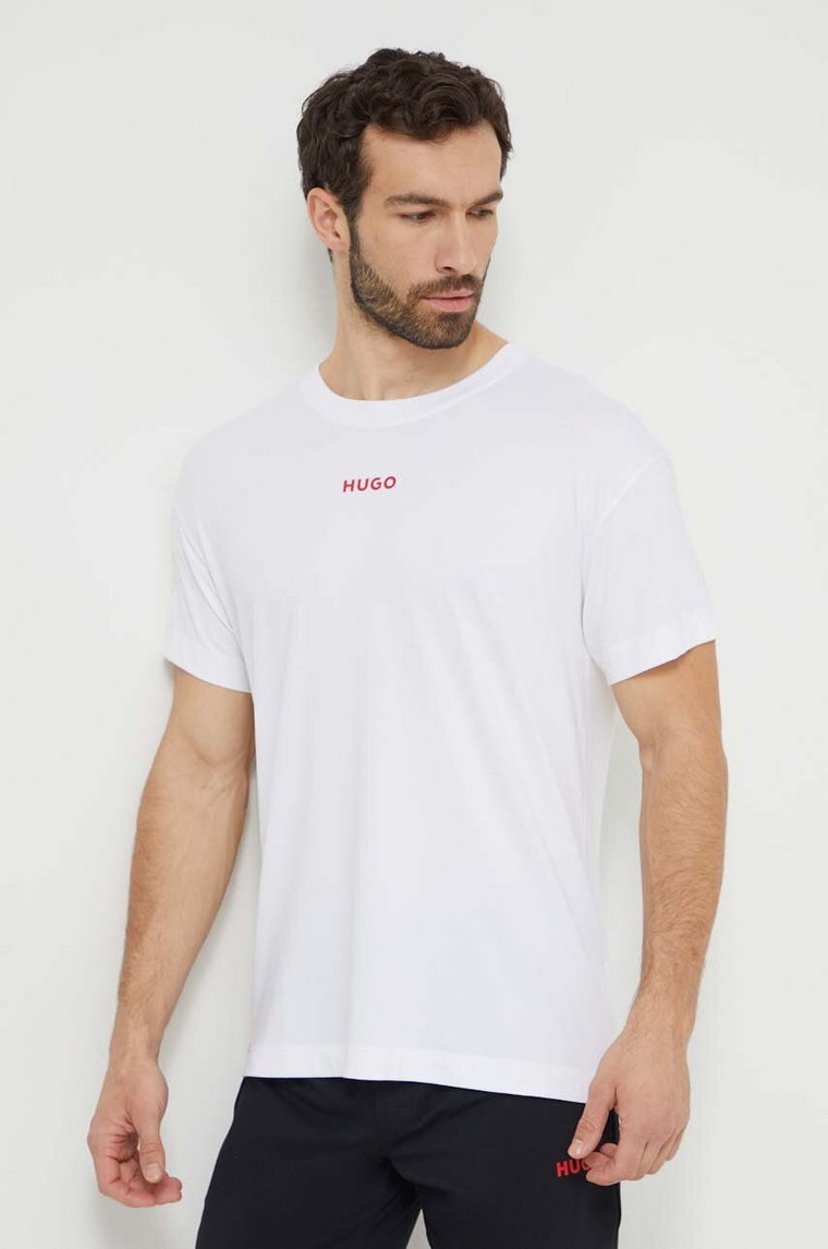 HUGO t-shirt lounge kolor biały z nadrukiem 50518646