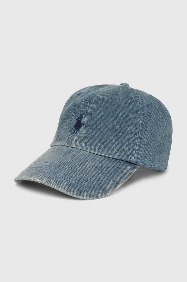 Polo Ralph Lauren czapka z daszkiem bawełniana kolor niebieski gładka 211949922