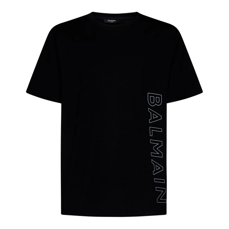 Czarna Koszulka Męska z Logo XL Balmain