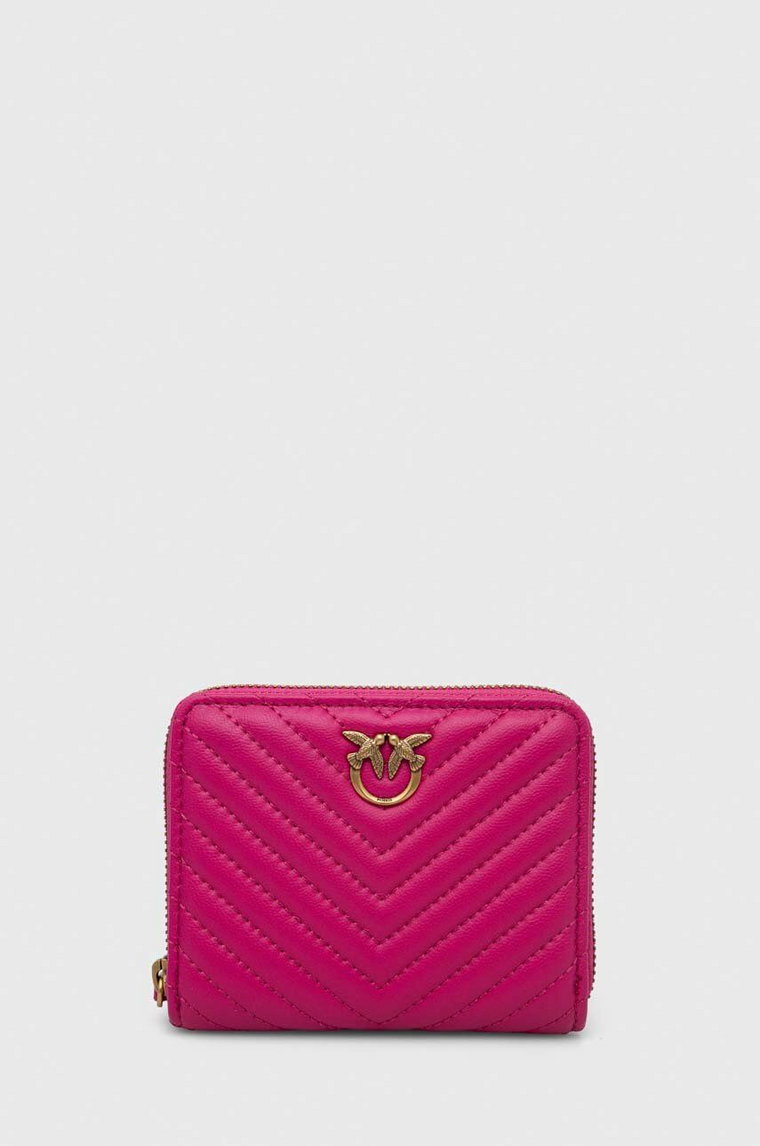 Pinko portfel skórzany damski kolor różowy 100249.A0GK
