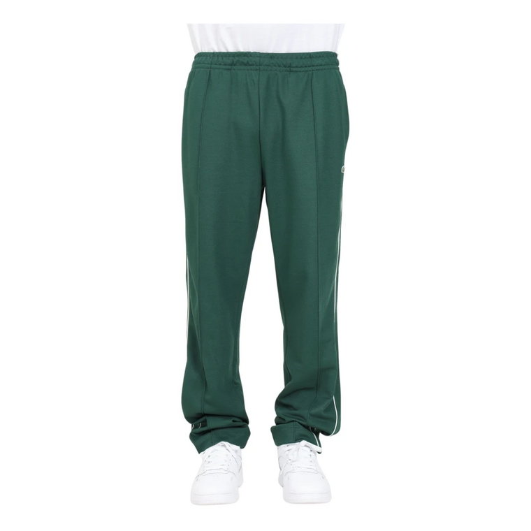 Zielone Spodnie Męskie, Prosty Krój, Kontrastowe Paski Lacoste