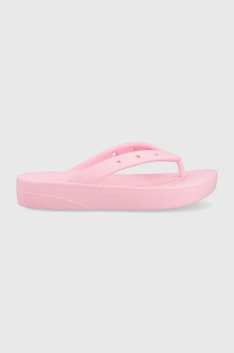 Crocs japonki Classic Platform Flip damskie kolor różowy na platformie 207714 207714.6S0-6S0