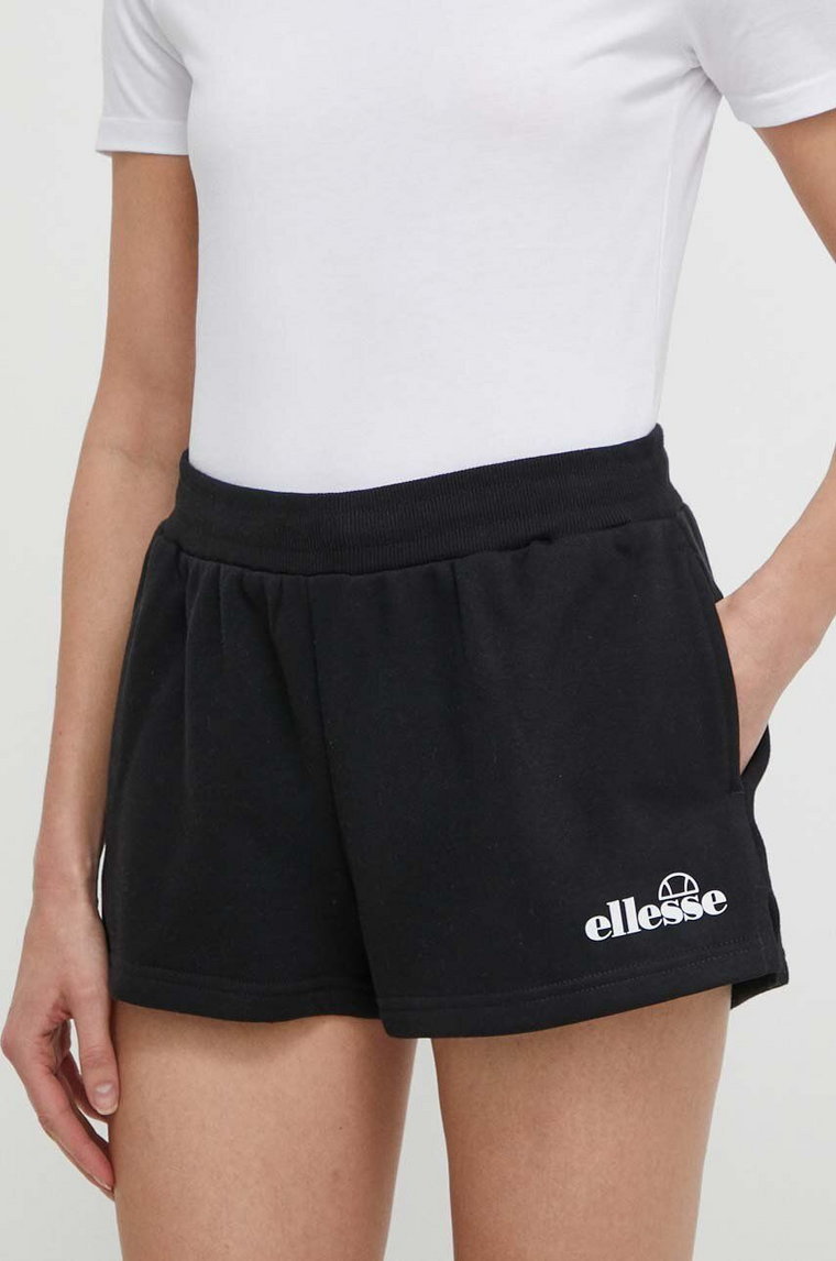 Ellesse szorty Kyrana Short damskie kolor czarny z nadrukiem medium waist SGP16456