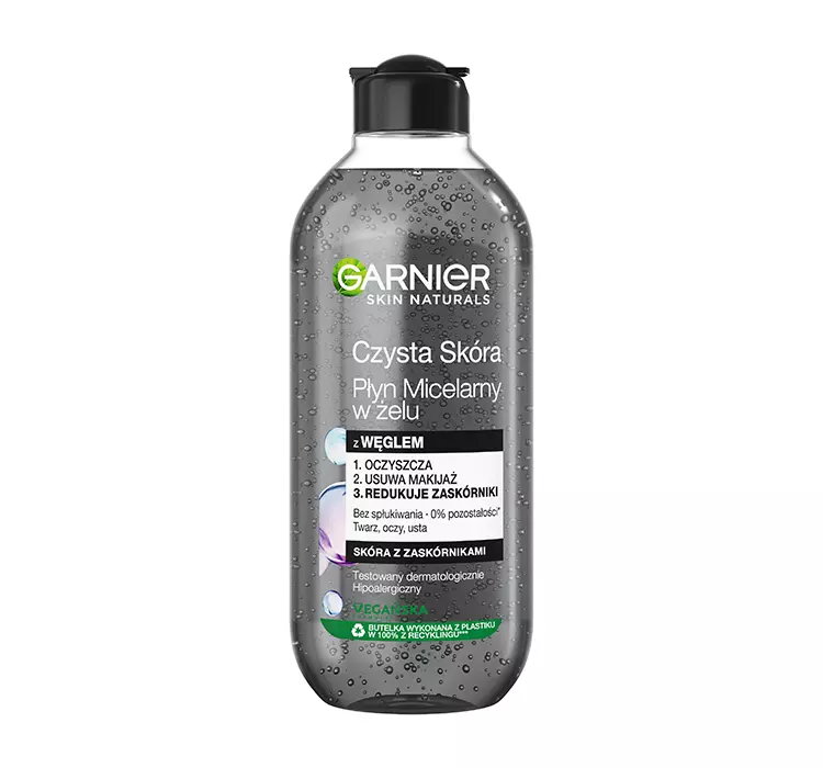 GARNIER CZYSTA SKÓRA PŁYN MICELARNY W ŻELU Z WĘGLEM 400ML