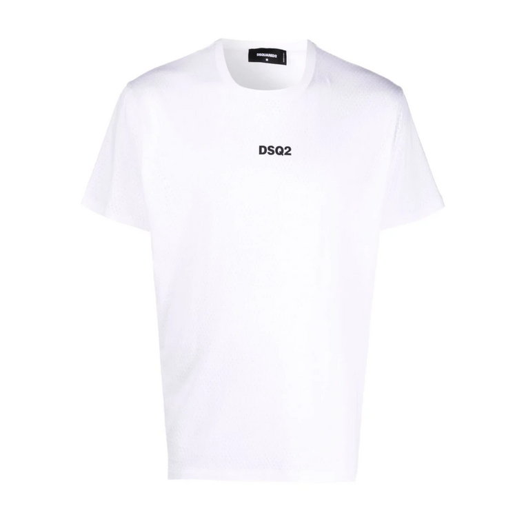 Biała koszulka z siateczki z bawełny dla mężczyzn Dsquared2