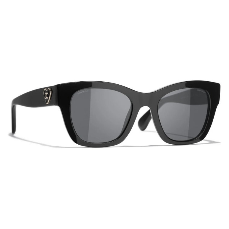 Ikoniczne okulary przeciwsłoneczne z szarymi soczewkami Chanel
