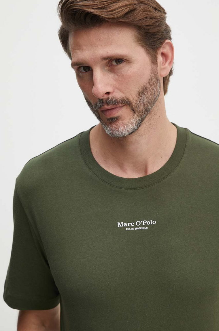 Marc O'Polo t-shirt bawełniany męski kolor zielony z nadrukiem 426201251382