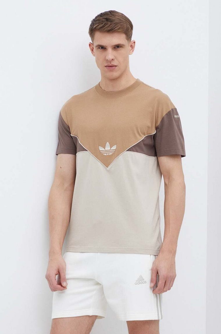 adidas Originals t-shirt bawełniany męski kolor brązowy wzorzysty IT7262