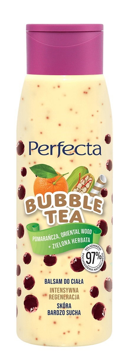 Perfecta Bubble Tea - Balsam do ciała Pomarańcza, Oriental Wood + Zielona Herbata 400 ml