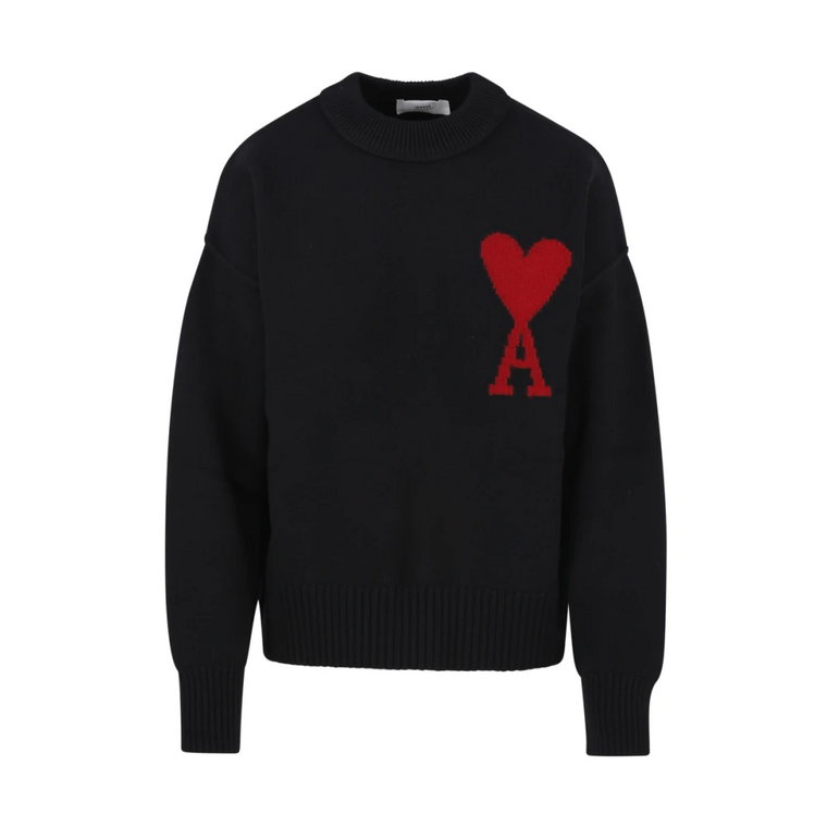 Stylowy czarno-czerwony sweter (009) Ami Paris