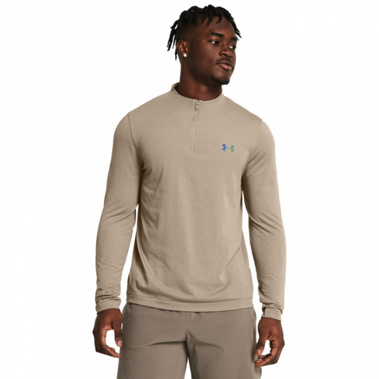 Męski longsleeve treningowy Under Armour UA Rush Seamless 1/4 Zip - brązowy