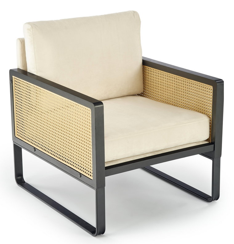 Beżowy rustykalny fotel wypoczynkowy - Ritros