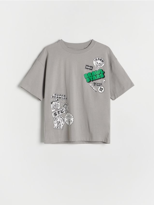 Reserved - T-shirt oversize Brawl Stars - jasnoszary