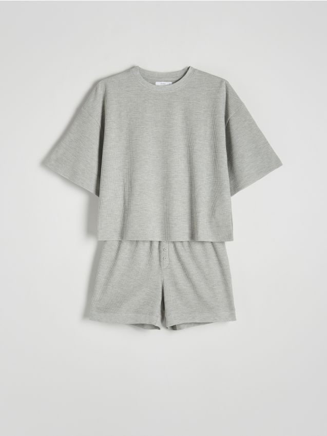 Reserved - Dwuczęściowa piżama - szary