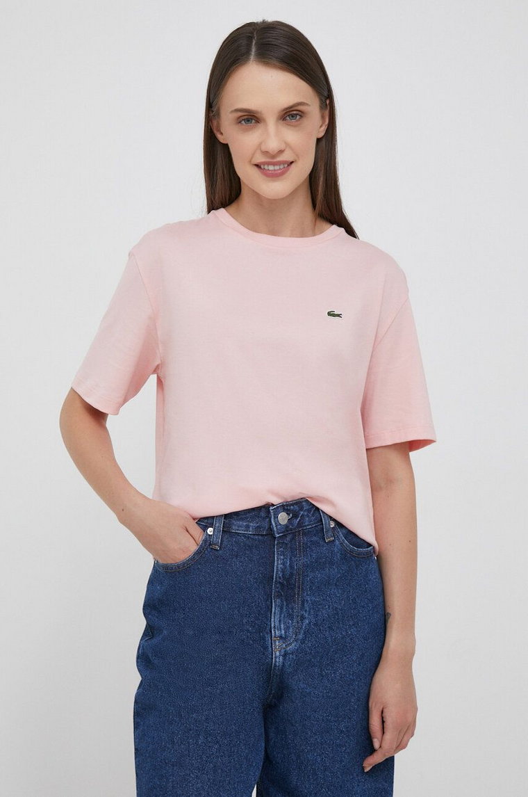 Lacoste t-shirt bawełniany kolor różowy