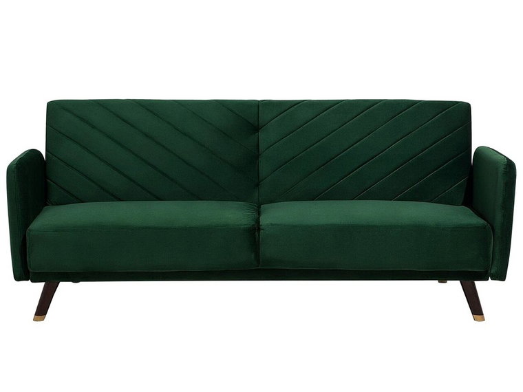 Sofa trzyosobowa welurowa BELIANI Senja, zielona, 57x181 cm