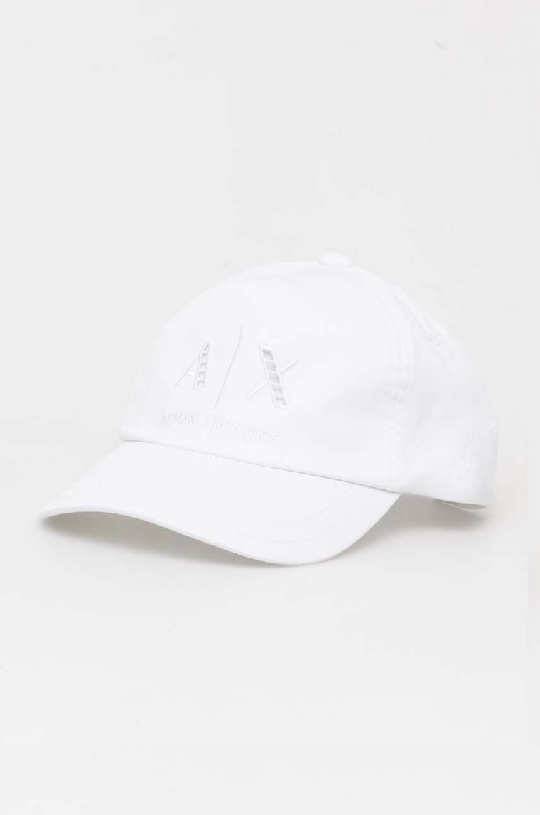 Armani Exchange czapka z daszkiem bawełniana kolor biały gładka 944206 4R108
