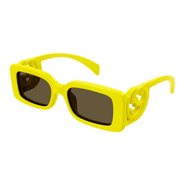 Żółte okulary przeciwsłoneczne z oryginalnymi akcesoriami Gucci