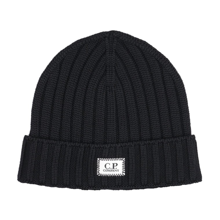 Czarna wełniana czapka z logo C.p. Company