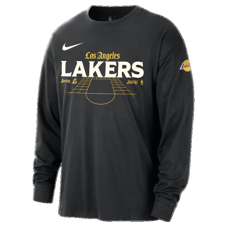 Męski T-shirt z długim rękawem Max90 Nike NBA Los Angeles Lakers - Czerń