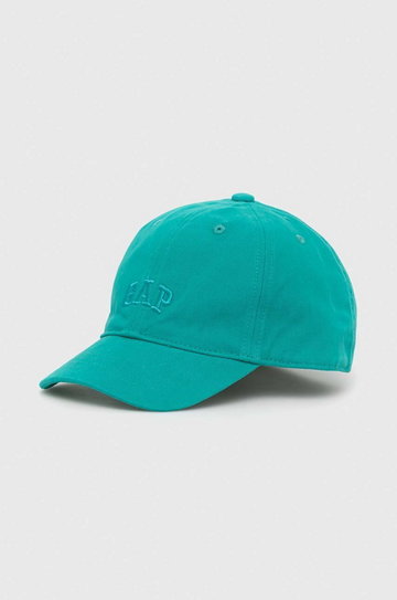 GAP czapka z daszkiem bawełniana dziecięca kolor zielony z aplikacją