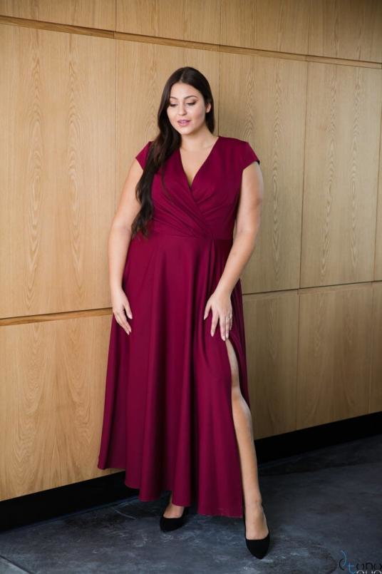 Bordowa Sukienka LOREDANA Plus Size