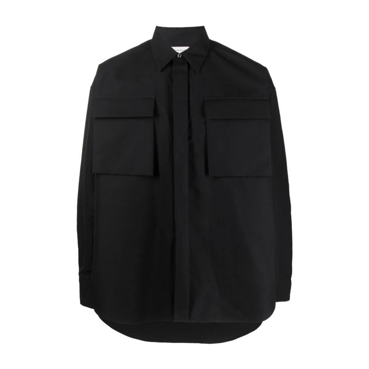 Czarna koszula z żaglowego materiału Alexander McQueen