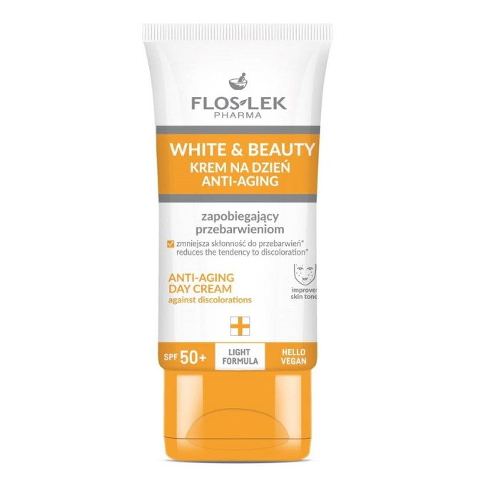 Floslek White &amp; Beauty krem na dzień anti-aging zapobiegający przebarwieniom SPF50+ 30ml