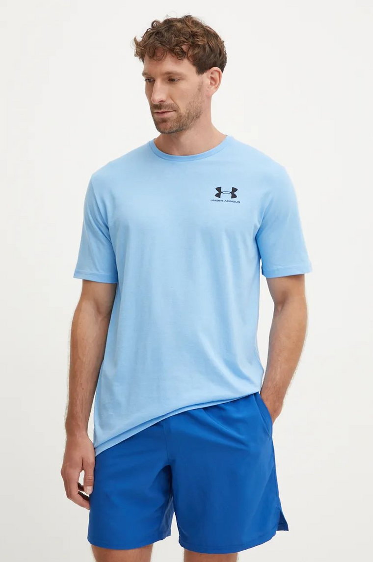 Under Armour t-shirt SPORTSTYLE LEFT CHEST męski kolor niebieski gładki 1326799