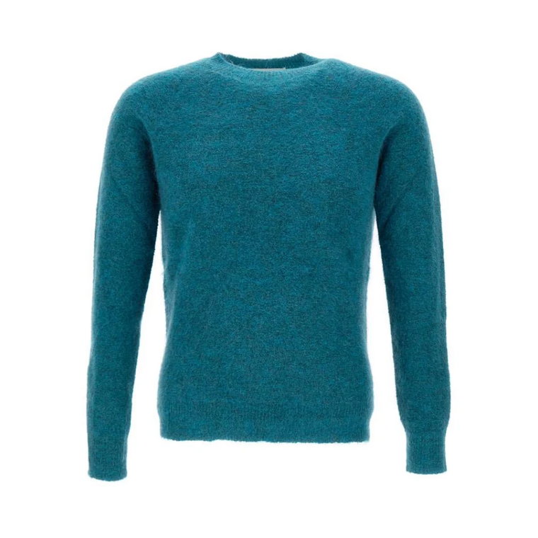 Męski sweter z wełny i mohairu, benzynowy niebieski Filippo De Laurentiis