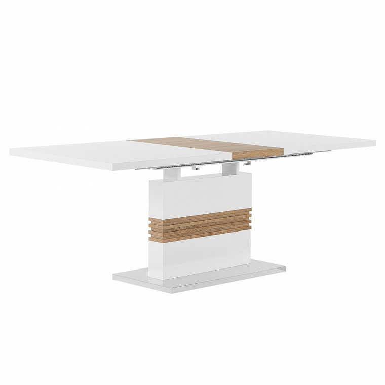 Stół do jadalni biały/jasne drewno 160/200 x 90 cm rozkładany SANTANA kod: 4251682200554