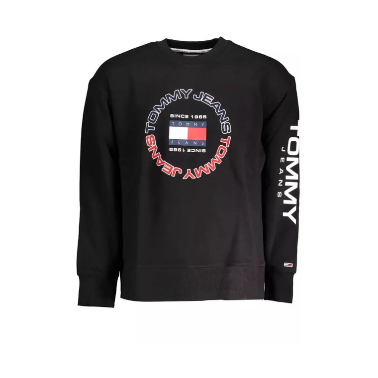 Czarny Sweter z Bawełny, Długi Rękaw, Okrągły Dekolt Tommy Hilfiger