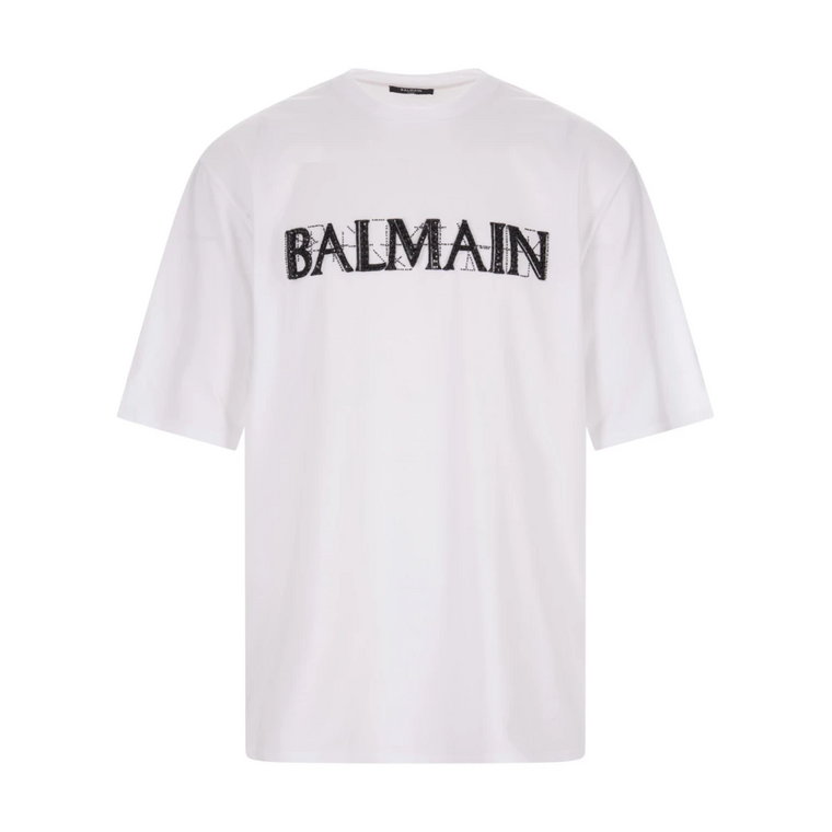 Oversize T-shirt z kryształowym logo Balmain